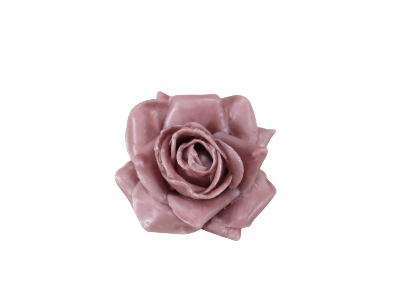 Rosenblüte Wachs 5cm mauve in Holzbox