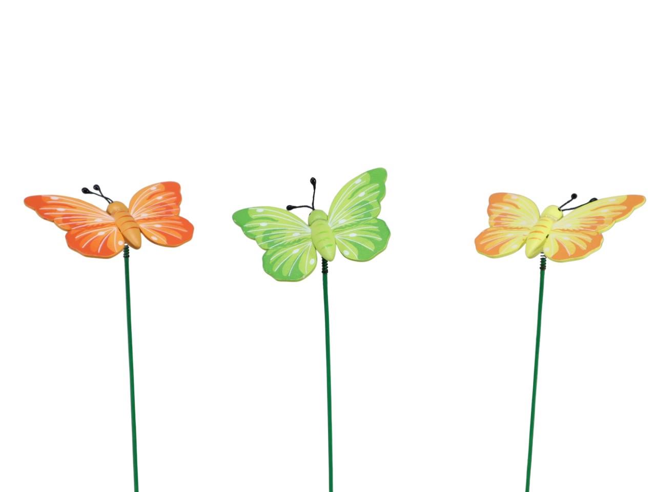 Stecker Schmetterling Holz farb.sort. D8cm L25cm