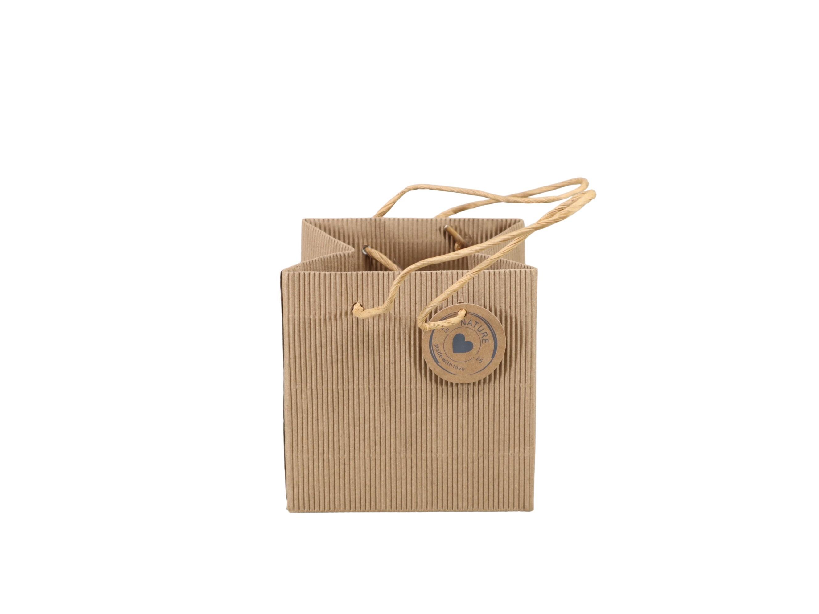 Pflanztasche Ribbel Papier m. Henkel natur D12x12m