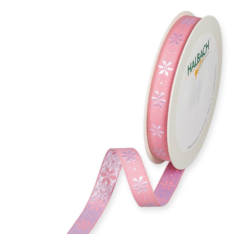 Dekorationsband Blüten 15 mm 15 Meter rose/white 176