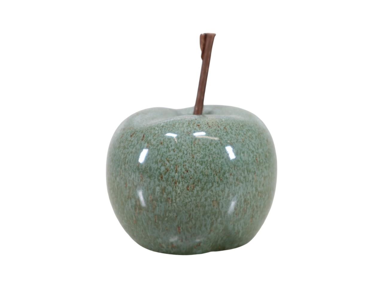 Apfel Keramik grün-glasiert D8cm